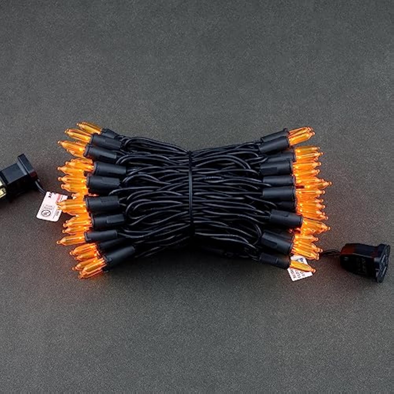 Orange Led Christmas Lights With Black Wire, 33 Ft 100 Count Ul Certified Commercial Grade Halloween String Light Set (O