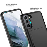 For Samsung S21 Case With Card Holder 5G 6.2 Inch Dual Layer Heavy Duty Protective For Galaxy S21 Case Hidden Card Slot Slim Wallet Case For Samsung S21(Black)