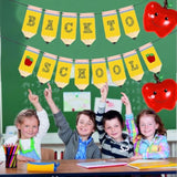Pencil Back To School Banner Red Apples & Balloons for Classroom Decor/Party
