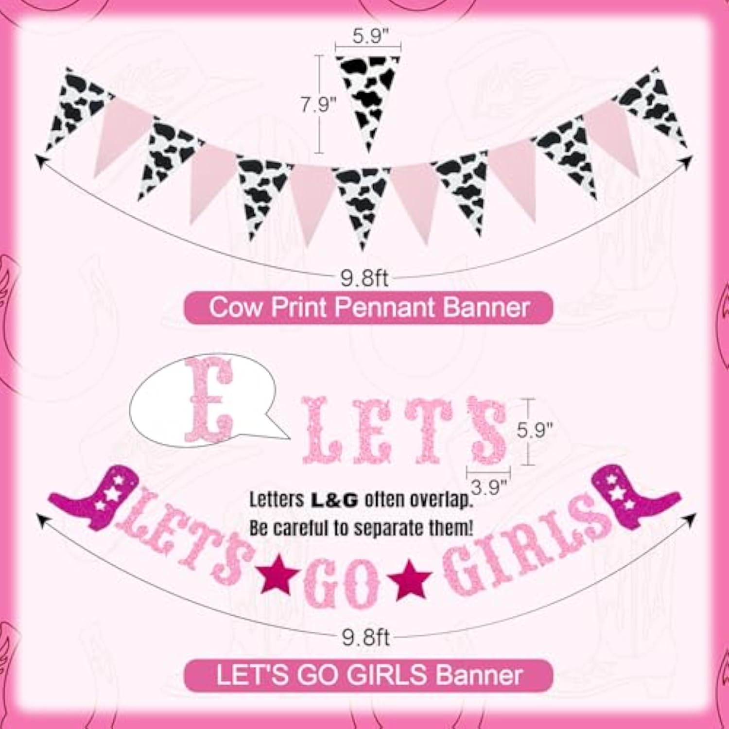 Disco Cowgirl Party Kit: Hot Pink Balloon Garland & Western Decor