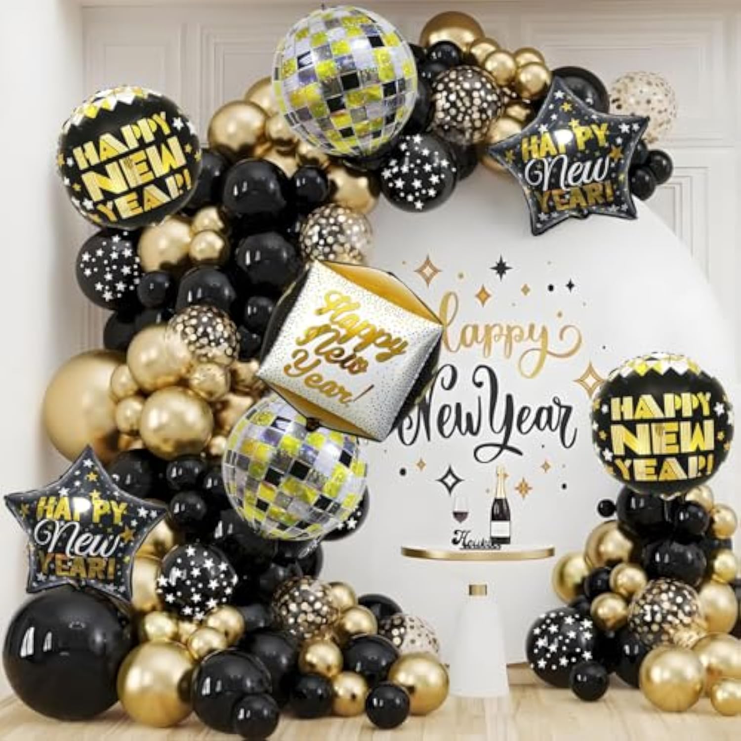 7pc 22in Happy New Year 2026 Foil Balloons Disco Party Decorations