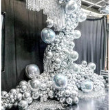 12 Inch Metallic Silver Balloons, 50 Pcs Latex Helium Metallic Balloons For Kid'S Birthday Party, Baby Shower, Wedding, Graduate Party Decorations