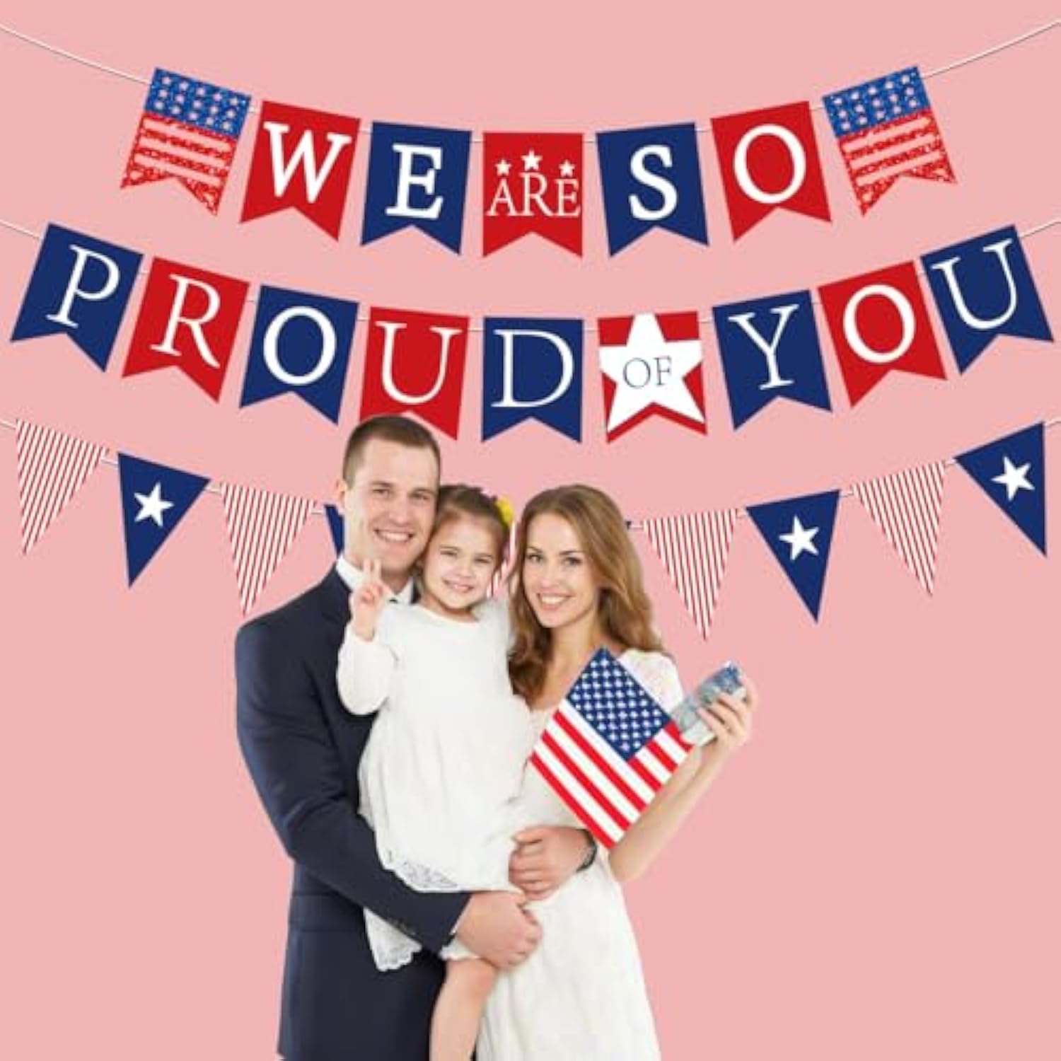 Veterans Day/Military Party Banner – “We Are So Proud of You” Pre-Strung Decor