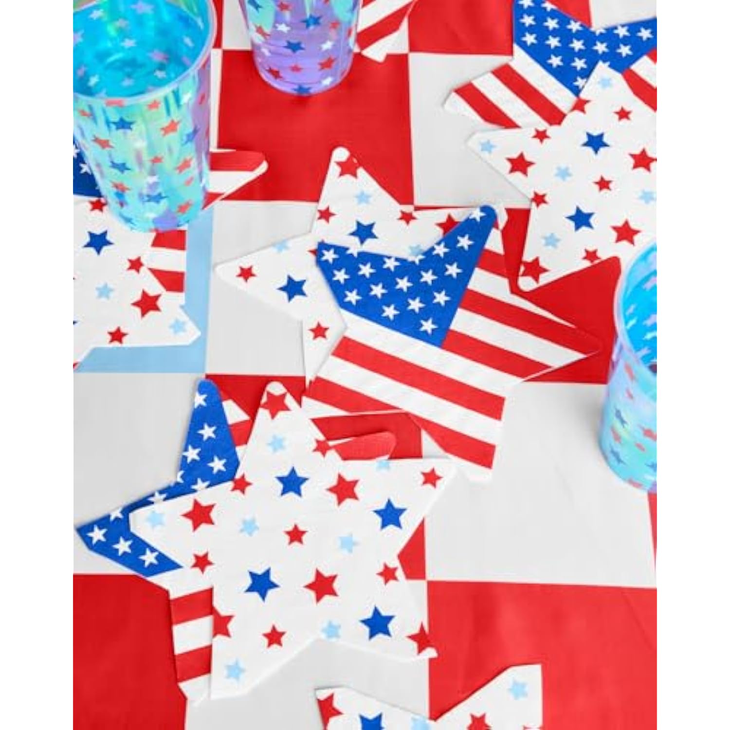 Fourth Of July Star Napkins - 3-Ply, 50 Pcs | Usa Party Favors, American Flag Party Supplies, 4Th Of July Decorations, Stars And Stripes Decor, Red White And Blue Merica Decor, Olympic Theme