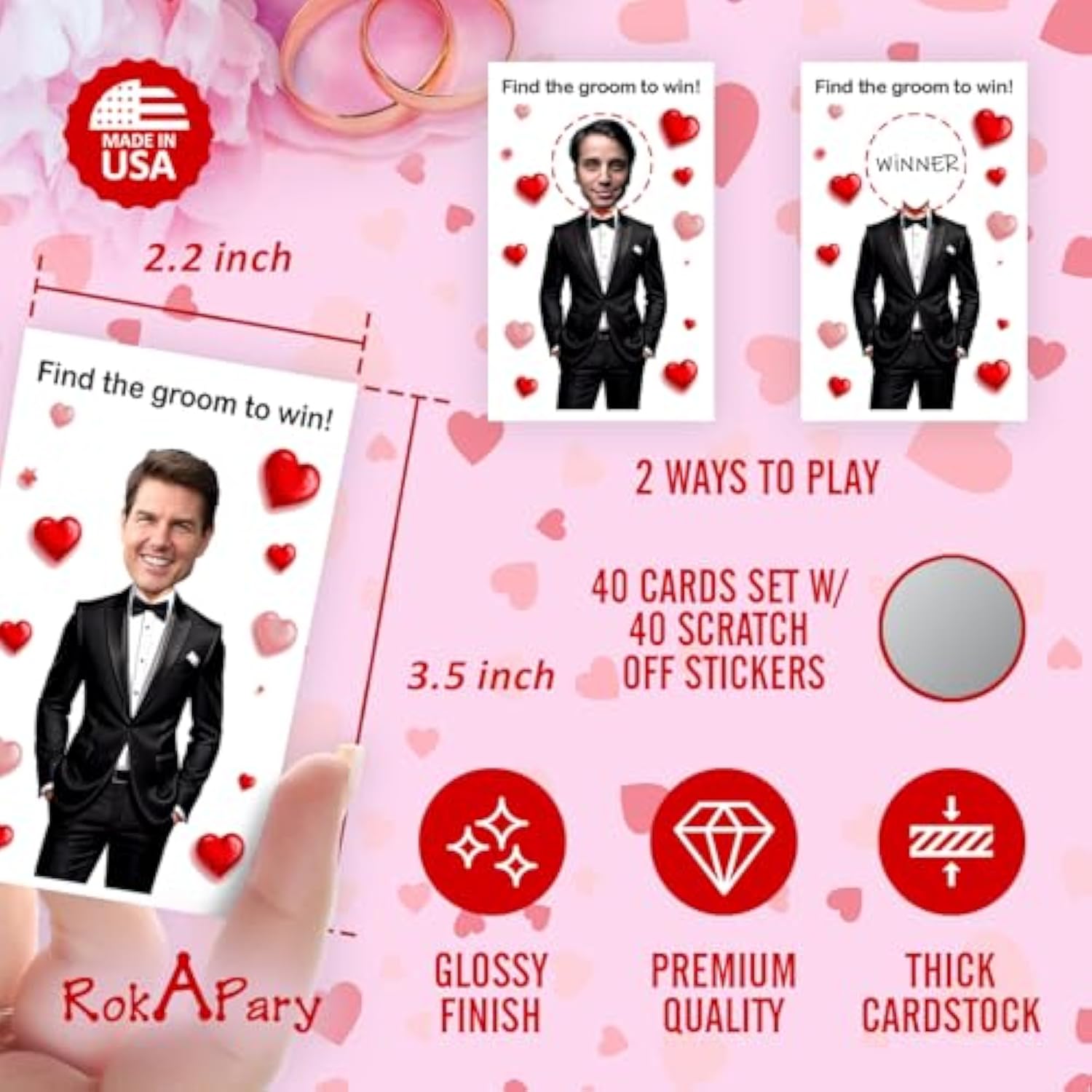 Find The Groom To Win Bridal Shower Scratch Off Game, 40 Pack, Fun & Easy Wedding Shower Game For Guests, Engagement Party, Bachelorette Party, And Bride-To-Be Celebration Scratch Off Cards.