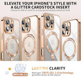 [Never Yellows+Cd Ring With Glitter Card Fit For Magsafe Stand]Magnetic For Iphone 16 Pro Max Case With Camera Lens Protection, Clear Shiny Slim Case For Iphone 16 Promax Women Girls, Desert Titanium