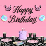 Y2K Birthday Banner - 4.5' | Early 2000S Birthday, Decorations, Butterfly Party, Black, Glitter, Retro, 90S, Cd Decor