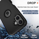 For Iphone 16 Plus Phone Case,Military Grade Drop Protection Cell Phone Cover With Belt Clip Holster Stand,Screen Protector X2 Rugged Shockproof Kickstand For Iphone 16 Plus Case 6.7” (Black)