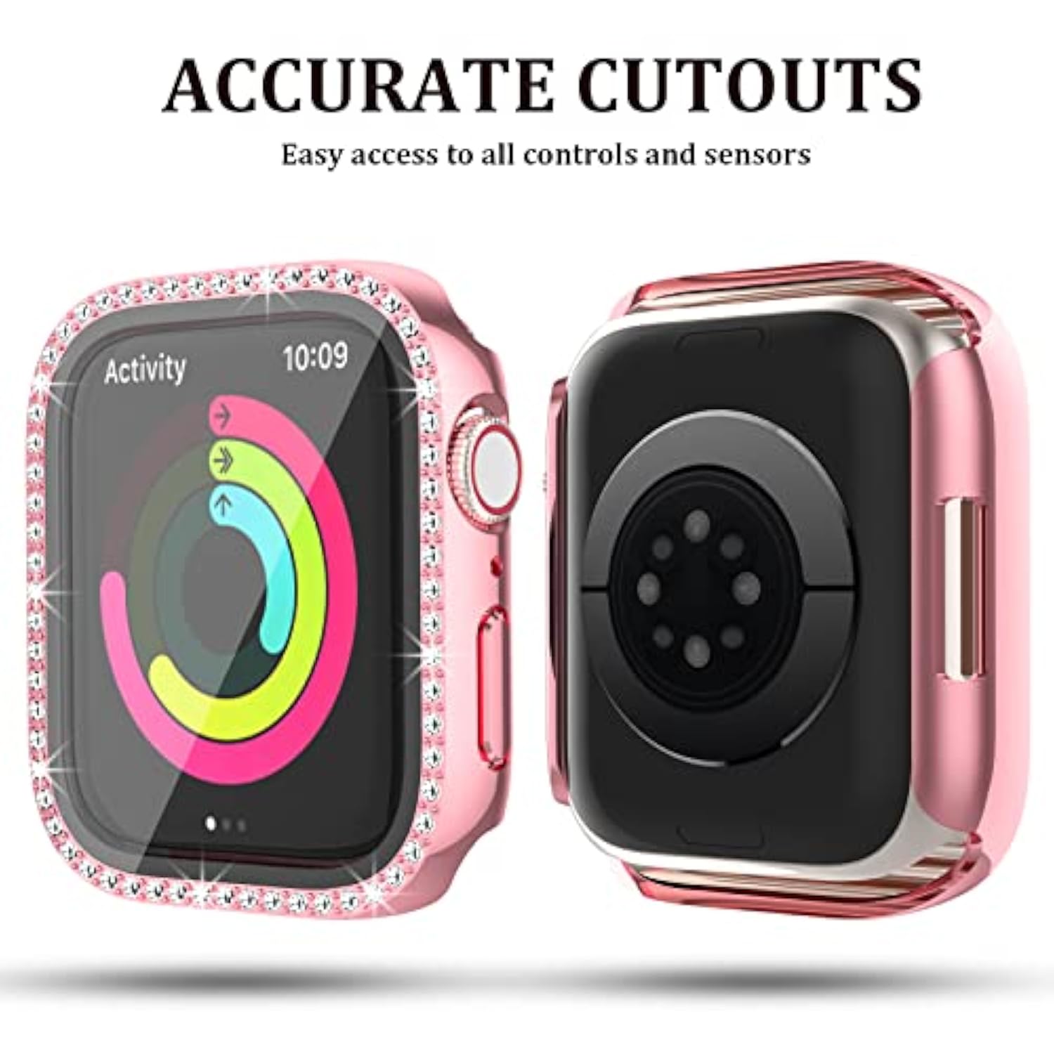 5-Pack Apple Watch 44mm Bling Case w Tempered Glass Sparkling Cover