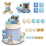 22 Pcs Bear Train Cake Toppers Baby Shower Gender Reveal Bear Theme Party Decor