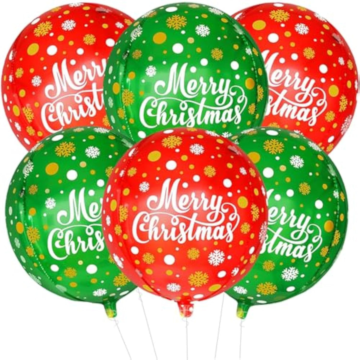 6Pcs Foil Red And Green Balloons For Christmas Party Decorations, Indoor Decorations And Holiday Christmas Party Favors For Teens And Adults