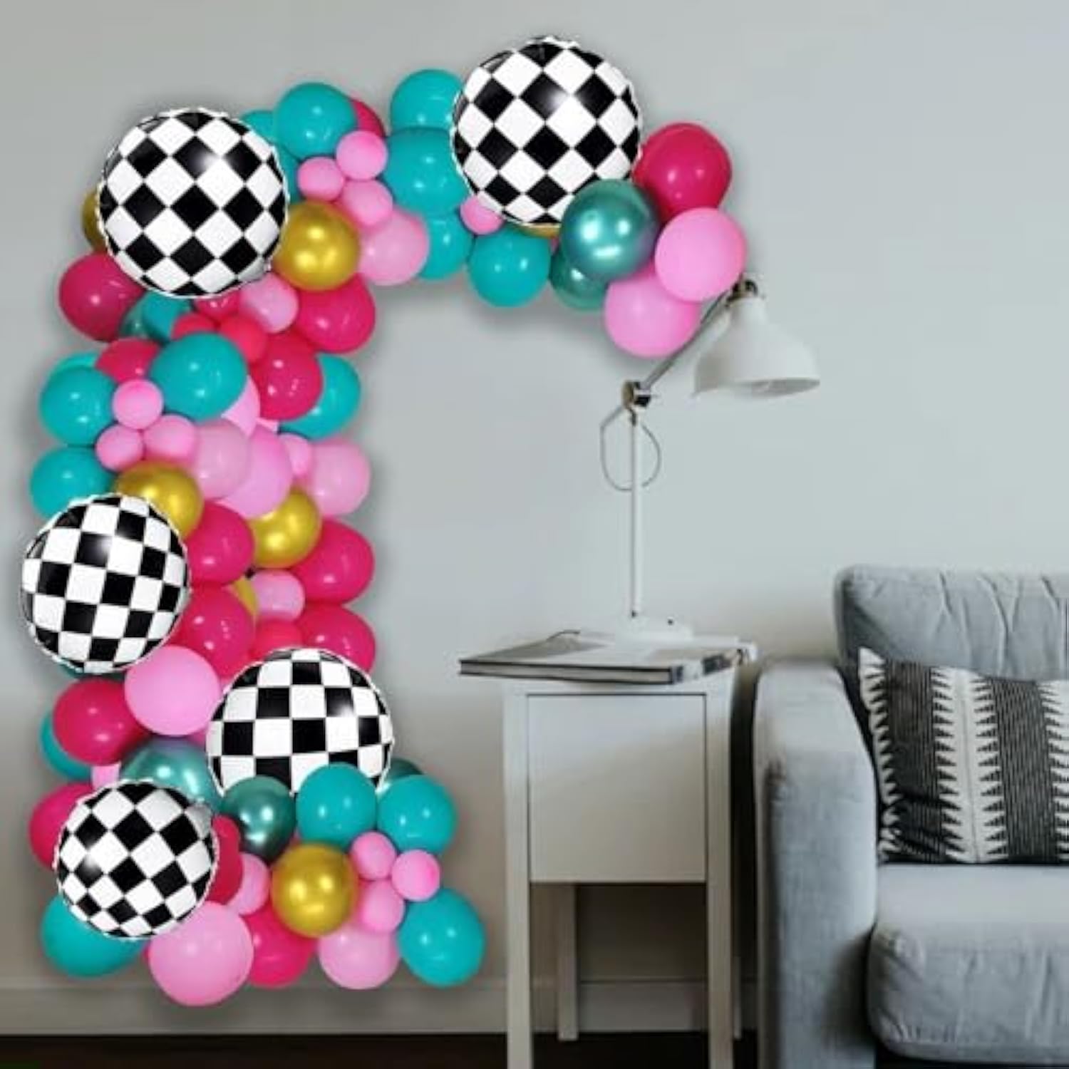 Wonderland Theme Balloon Garland Kit, Pink Blue Latex Balloons Arch Kit, Birthday Spring Tea Party Decorations