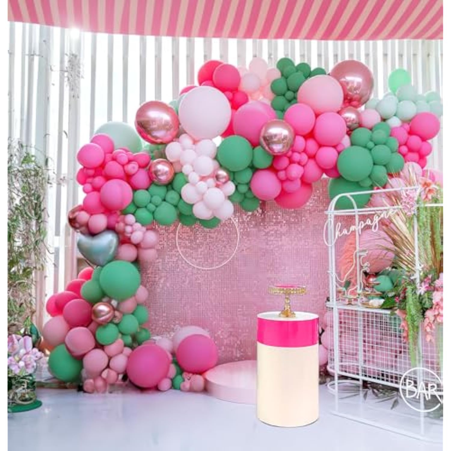 151pcs Spring Pink & Green Balloon Garland Kit with Hearts for Baby Shower  Party