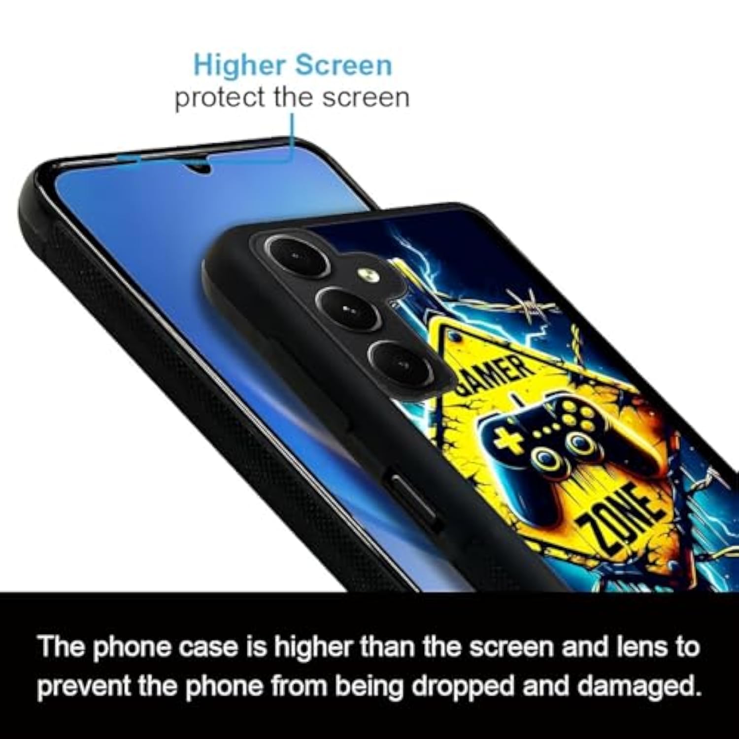 For Samsung Galaxy A16 Case 6.7? With Gamer Zone Four Corner Airbag Protection Design Soft Silicone Frame Personalized Pattern Case Compatible With Samsung Galaxy A16 For Men