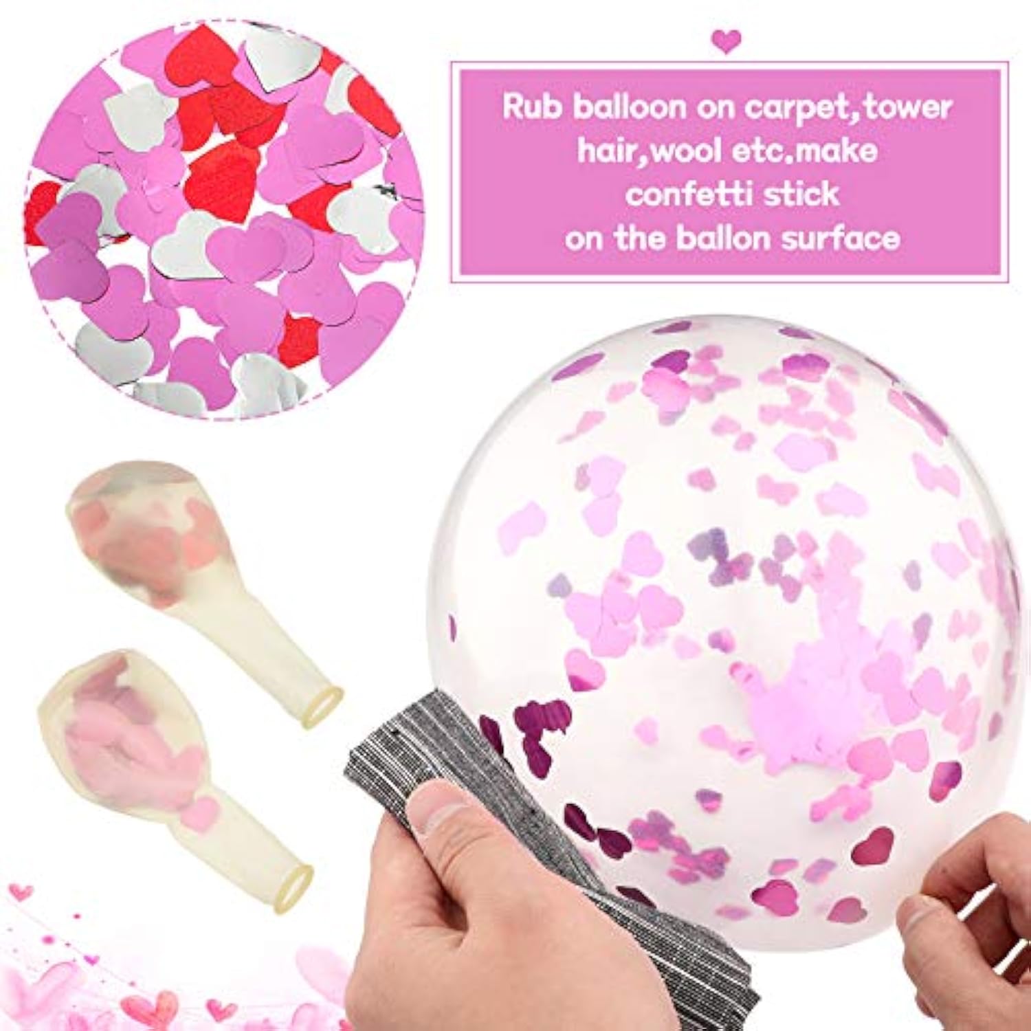 90 Pieces Valentine'S Day Balloons Kit Heart Shaped Pink Red Heart Print Latex Confetti Balloons For Valentine Party Supplies Decorations
