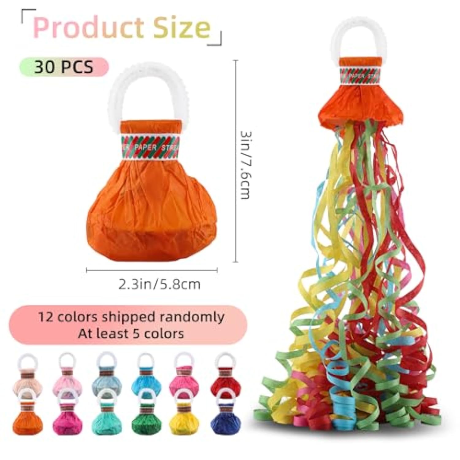 10 Pack No-Mess Hand Throw Streamers for Weddings & Graduation