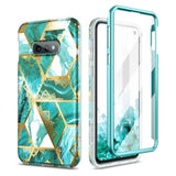 Case For Galaxy S10E, [Built-In Screen Protector] Marble Full-Body Protection Shockproof Rugged Bumper Protective Cover For Samsung Galaxy S10E 5.8 Inch - Green Marble