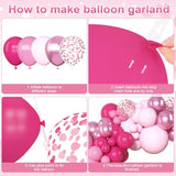 153 Pcs Pink Balloon Arch Garland Kit, Different Sizes 18 12 10 5 Inch Latex Metallic Confetti Hot Pink Balloons For Valentines Day Baby Shower Birthday Princess Wedding Party Decorations