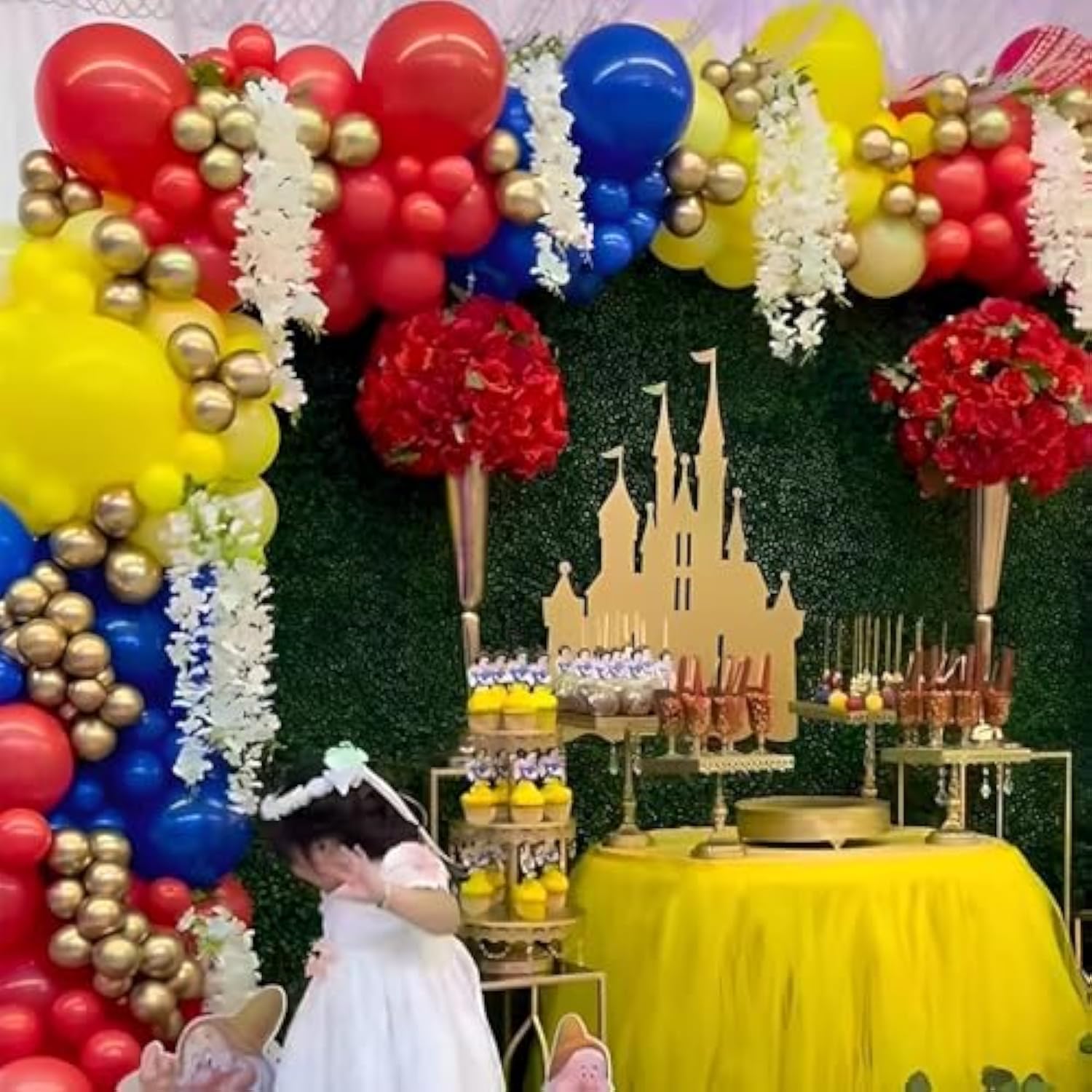 137-Piece Princess Balloon Garland Kit in Red, Blue, Yellow for Party Decor