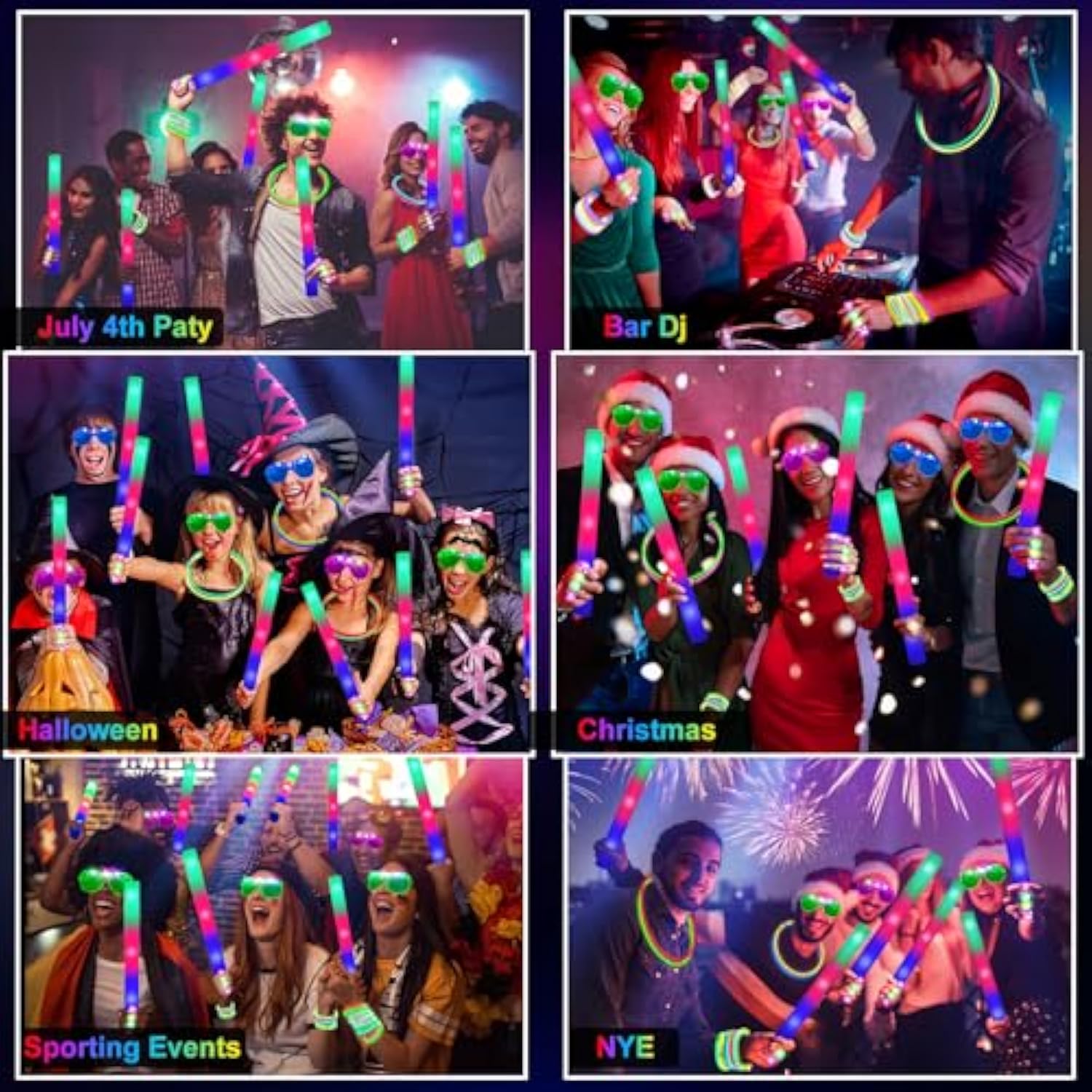 150pcs Glow Party Supplies LED Glasses Sticks Finger Lights Birthday Wedding