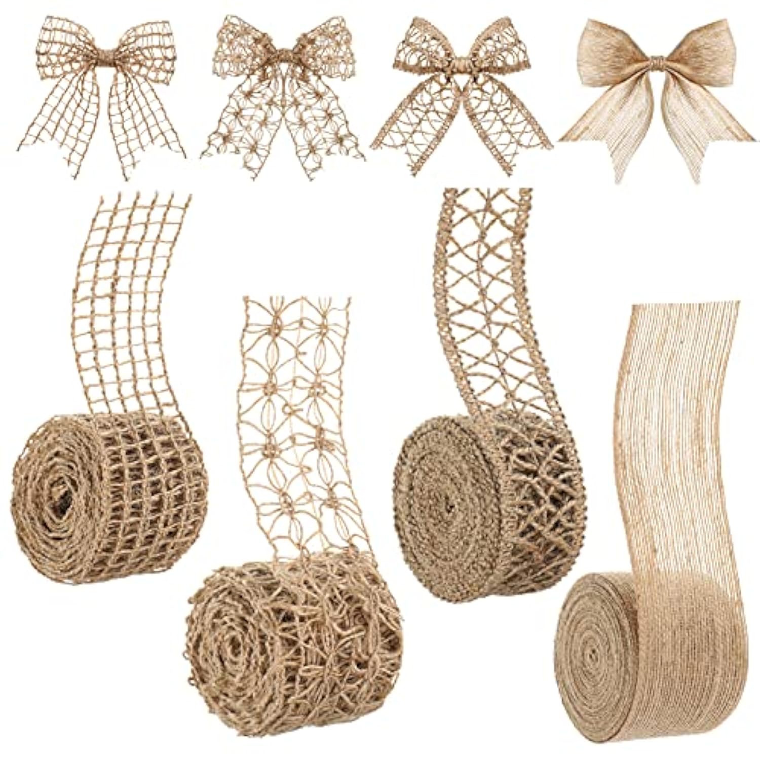 4 Rolls Burlap Ribbon 15 M Natural Burlap Lace Ribbon Mesh Burlap Ribb