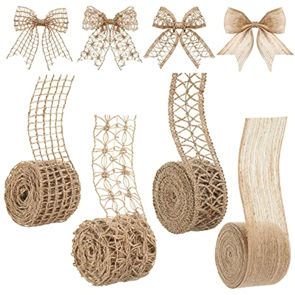 4 Rolls Burlap Ribbon 15 M Natural Burlap Lace Ribbon Mesh Burlap Ribb