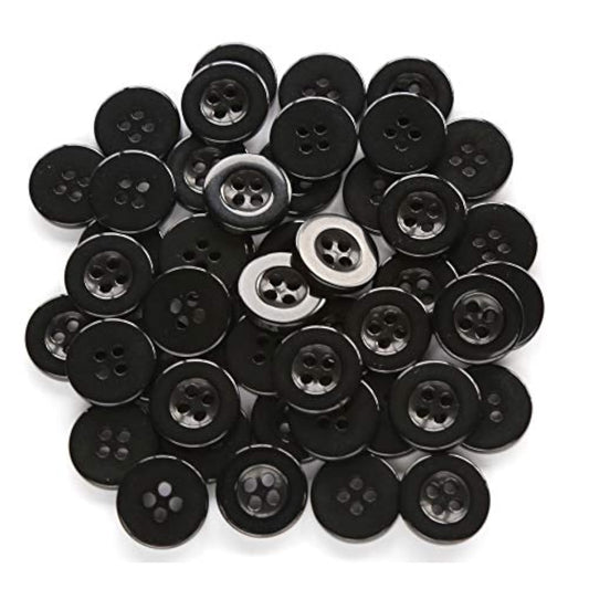 5/8 Inch (15Mm) Small Size Black Button 4 Holes Sewing Buttons For Diy