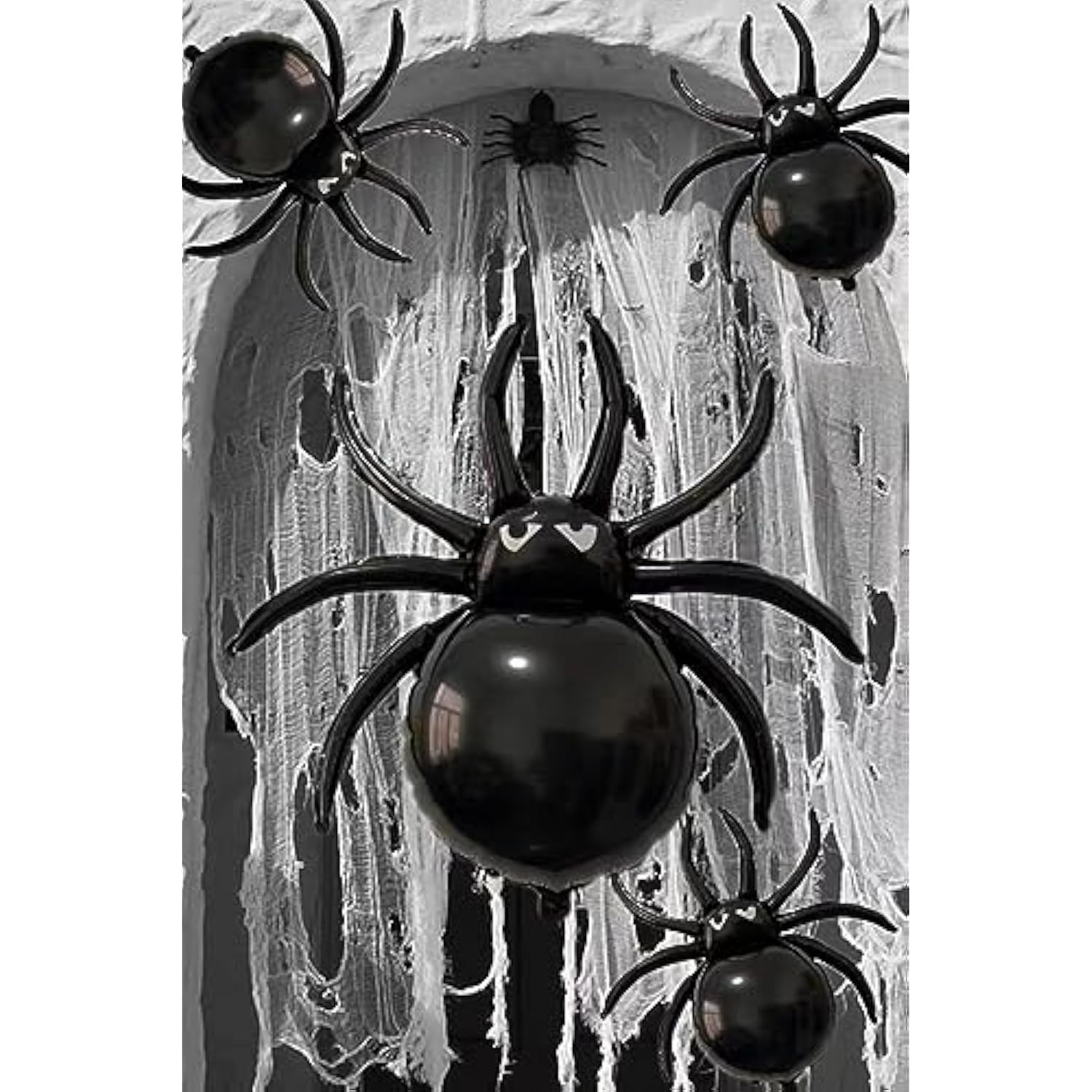 12 Pack Halloween Black Spider Balloons 33" & 17" Foil Balloons Spooky Party Decor