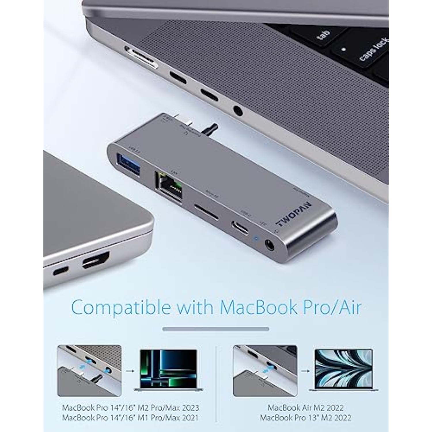 Usb C Hub For Macbook Pro M2 Pro/Max 14/16 Inch, 5-In-1 Usb C To Ethernet Mult
