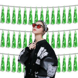 3P Metallic Fringe Tassel Banner Garland Foil Tinsel Streamer Wall Hanging Curtain Backdrop Banner For Parade Floats, Graduation Decorations, Father'S Day Party Decoration(Green)