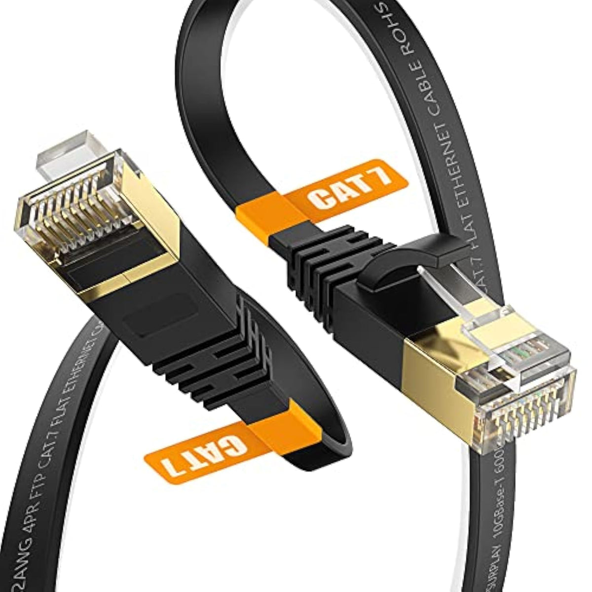 Cat7 15Ft Ethernet Cable Black-10Gbps Shielded & Ground Wire Internet Network