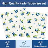 140Cps Blueberry Paper Party Supplies, Disposable Paper Blueberries Fruit Dessert Tableware Set,For Blue Berry Fruits Summer Spring Birthday Tea Party Bridal & Baby Shower Tableware