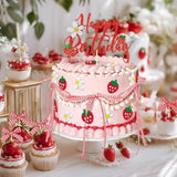 71Pc Strawberry Bow Cake Decorations Set Toppers for Birthday/Shower/Graduation