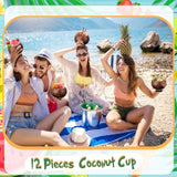 12 Pcs 13.5 Oz Coconut Shell Cups Bulk Hawaiian Party Supplies Polished Natural Coconut Bowls Luau Party Favors Tiki Decorations For Cocktail Drinking Smoothie Salad Ice Cream