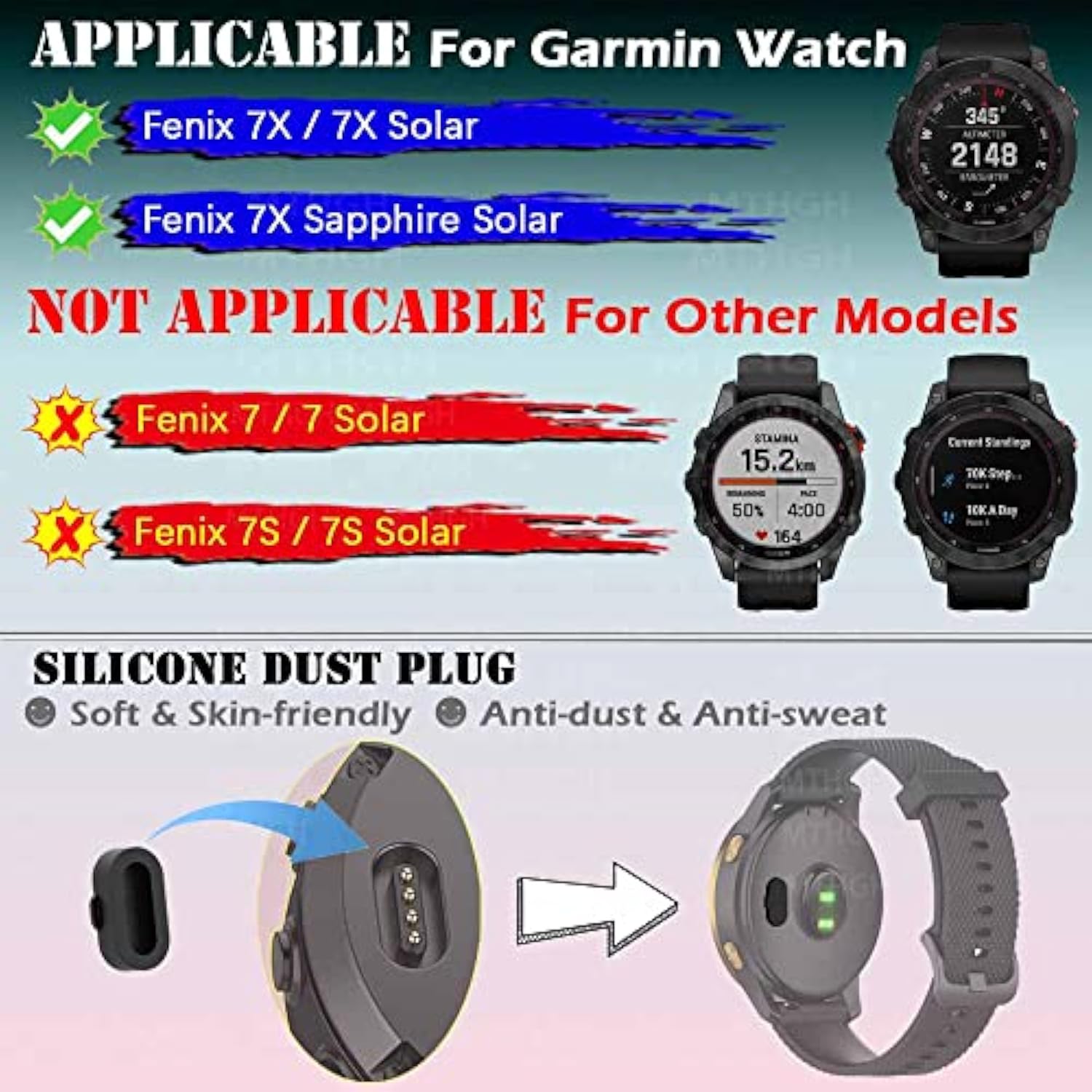 Screen Protector For Garmin Fenix 7X/ 7X Sapphire Solar Smartwatch [4 Pcs] + Anti-Dust Plugs 5Pcs, Tempered Glass 9H Hardness Bubble Free Film Ultra-Thin Protective Cover