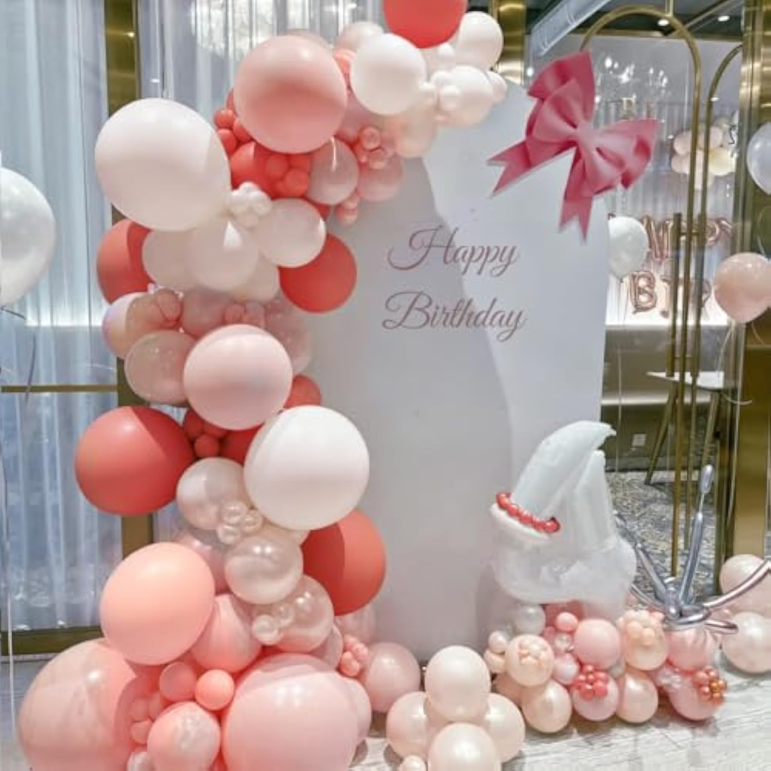 Orange Pink White Balloon Arch Kit: 155 Piece Party Decor