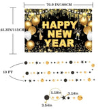 70pcs New Year 2026 Party Supplies Gold Black Banner and Number Balloons