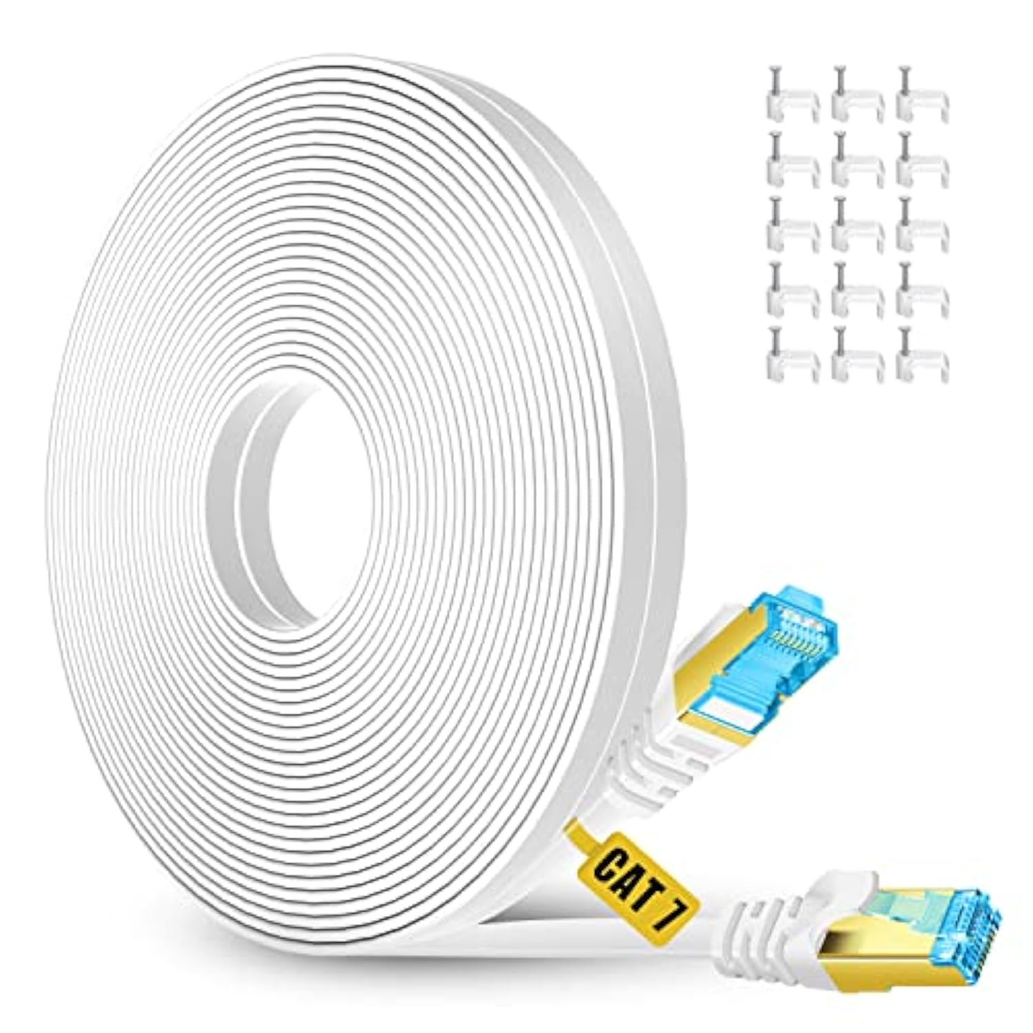 Cat 7 Ethernet Cable 75 Ft,High Speed Internet Cable Flat Network Cord With Cl