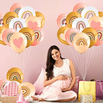 45 Pcs Boho Rainbow Balloons 9 Styles Baby Shower Party Decorations Rainbow Heart Latex Balloons Bohemian Theme Decor For Birthday Wedding Neutral Happy Supplies