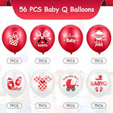 Baby Q Balloons: Red & White Latex Party Decorations - 56pc Set