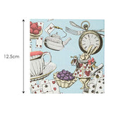 20 X Blue Alice In Wonderland Cocktail Napkins Disposable Serviettes Mad Hatter Themed Party Supplies For Afternoon Tea Party, Onederland Birthday, Mother'S Day, Baby Shower, Decoupage