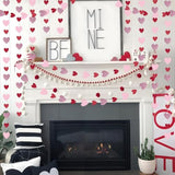 208Pcs Red-Pink Heart-Garland Party Streamers Valentines-Decorations - 56Ft Rose Burgundy Hanging Paper Banner Birthday Sweetheart Baby Shower Galentines Day Photoshoot Props Christmas Decor