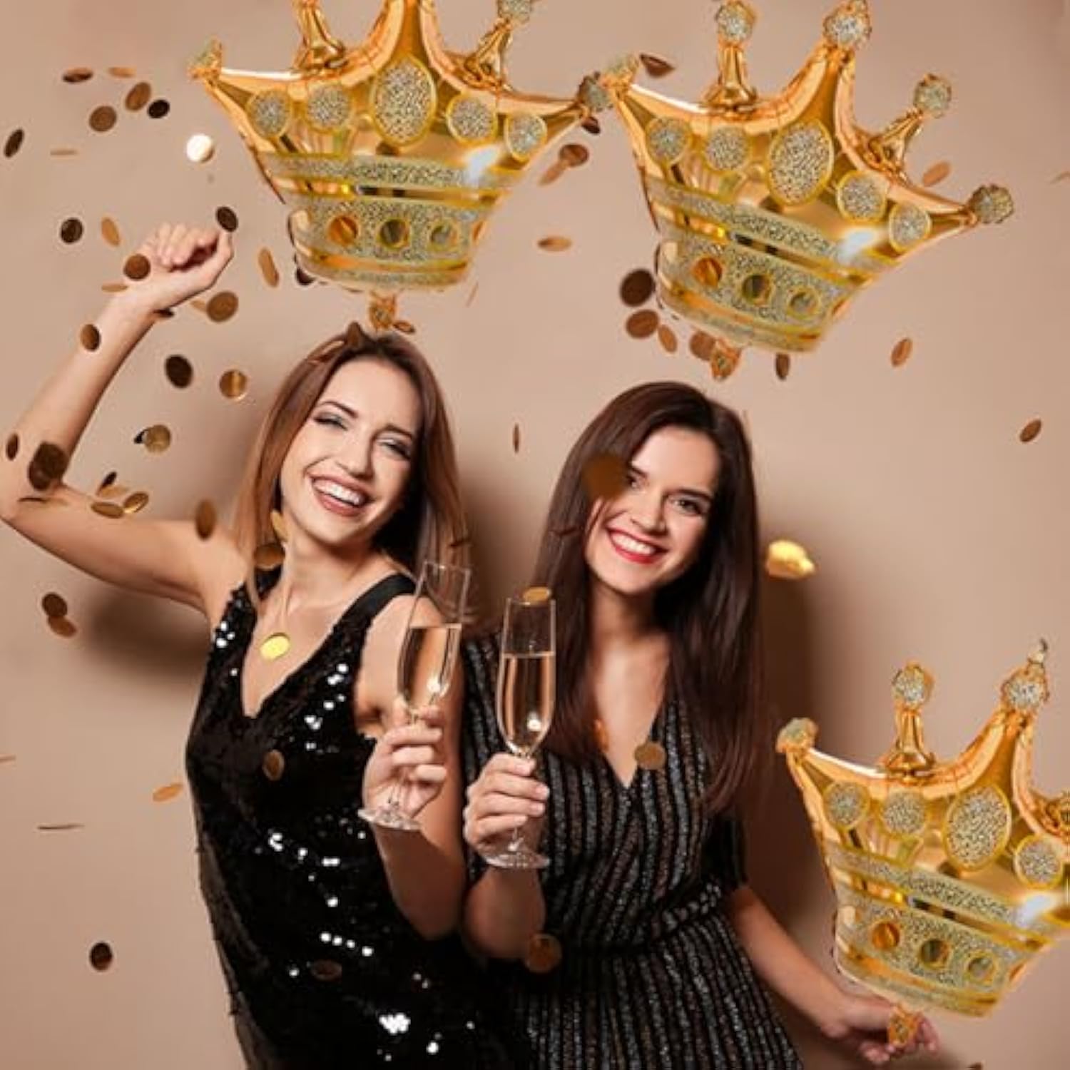 Gold Crown Foil Balloons for Royal Party, King & Queen Birthday, Wedding, or Baby Shower