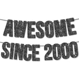 Pre-Strung Awesome Since 2000 Banner For 25Th Birthday Party Decoration,Happy 25Th Men Women Birthday Party Banner,Handmade - Black