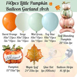 140pcs Little Pumpkin Balloon Garland Kit Blue Green Orange Balloons with Pumpkin Maple Leaf