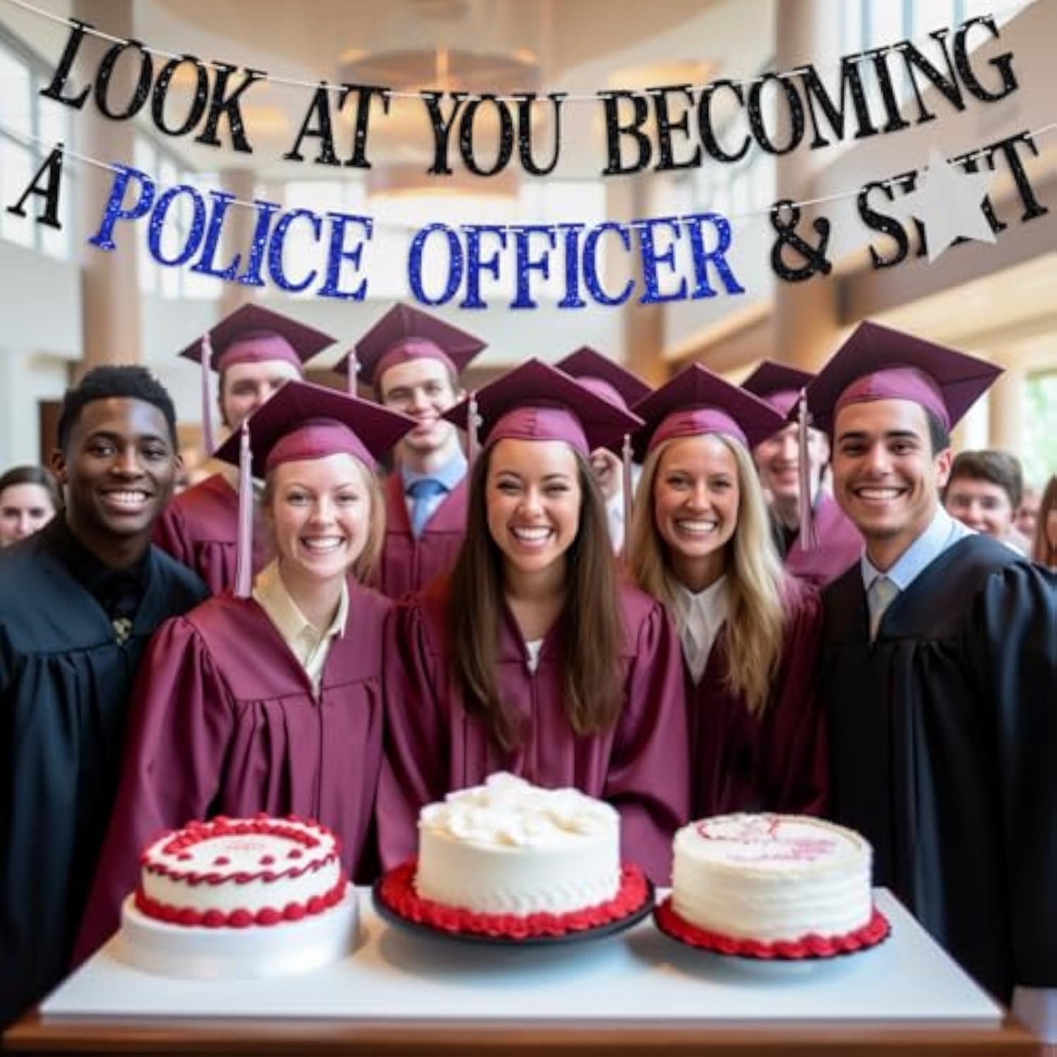 Congrats Officer Banner Future Police Officer Class of 2025 Glitter Graduation Decor