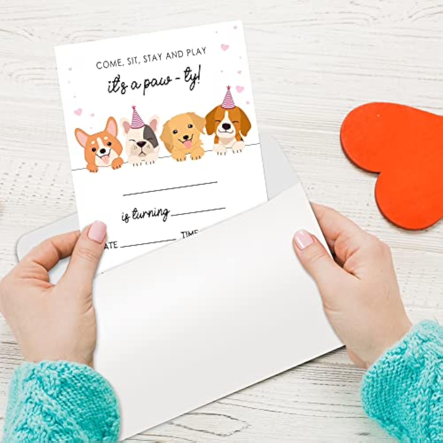 4"X6" Birthday Party Invitation Cards With Envelopes Set Of 20, Pet Puppy Dogs Birthday Party Supplies For Boys, Girls, Kids Or Teens Happy Birthday Celebration Invitation/Shengri-A024