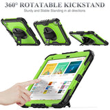 11th/10th Generation iPad (A16) 11''/10.9'' Full-Body Drop Protection Case with Screen Protector & 360° Rotate Hand Strap/Stand, Green and Black