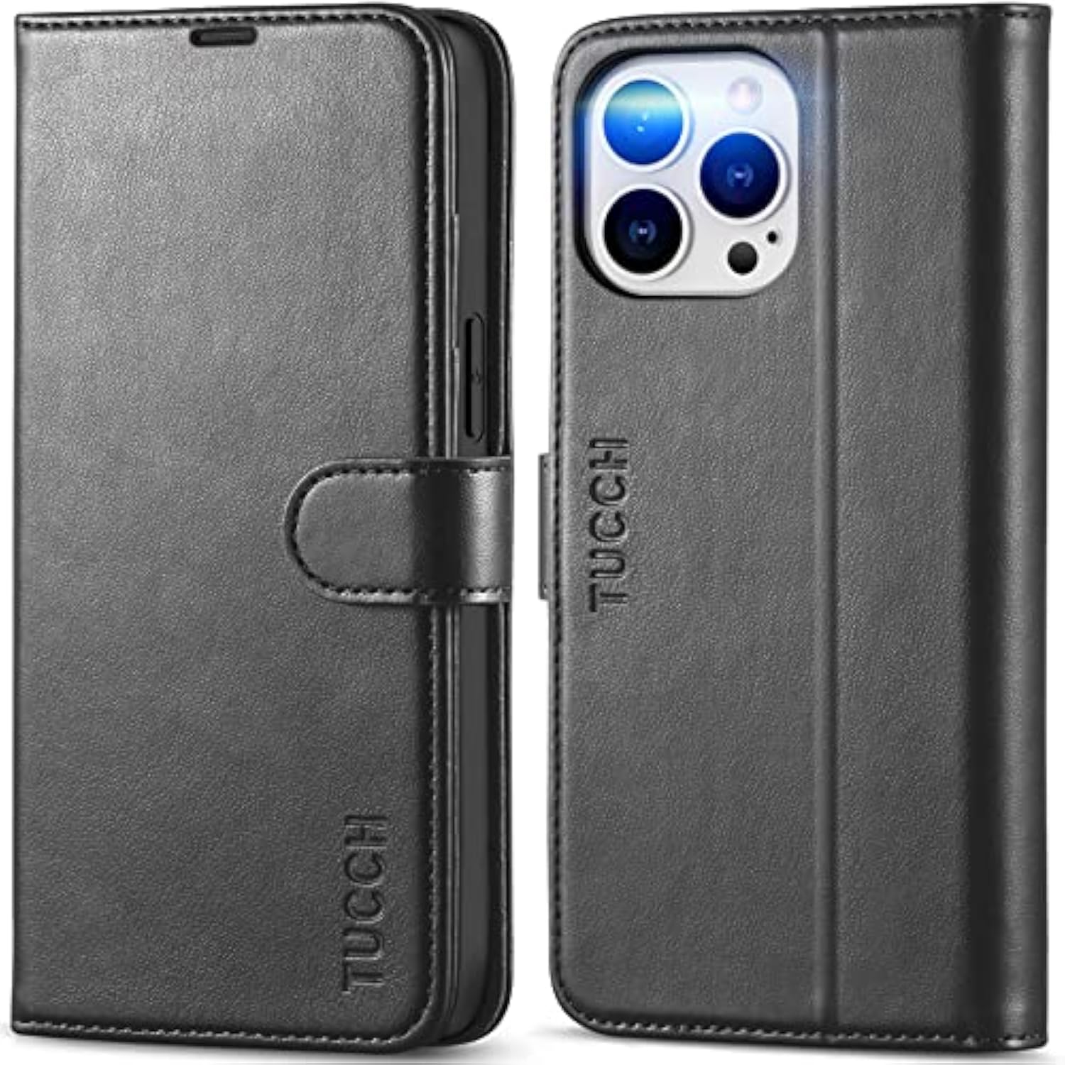 TUCCH Case Wallet for iPhone 14 Pro Max, [RFID Blocking] 4 Card Holder Stand [Shockproof TPU Interior Case] PU Leather Magnetic Protective Flip Cover Compatible with iPhone 14 Pro Max 6.7", Black