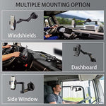 Truck Phone Holder Mount,Car Phone Holder,Dashboard Windshield Phone Holder 16.9 Inch Long Arm,Super Suction Cup Compatible With Pickup Truck,Commercial Truck And All Phone